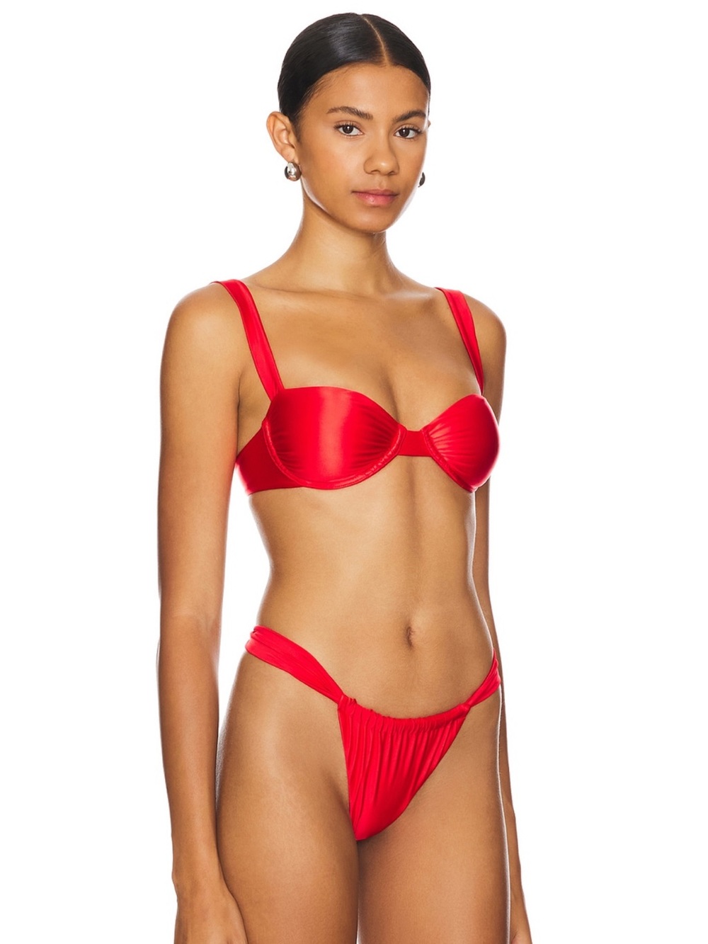 Lovers + Friends Red Satin Underwire Bikini Set